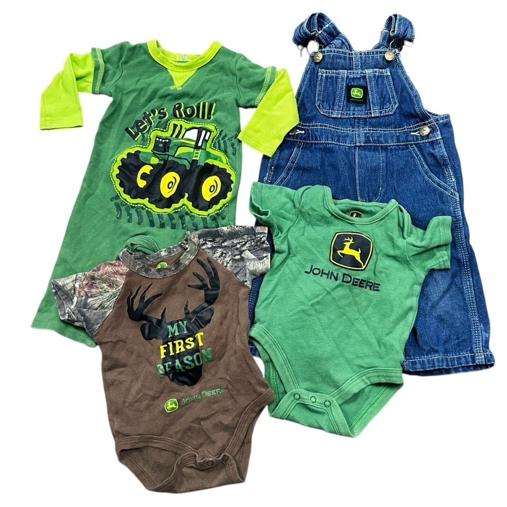 John Deere Bundle of 4 Overalls Outfit Onesies Size 3/6 Months